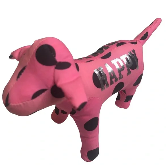 PINK VICTORIA’S SECRET Collectible Dog Stuffed Animal Plush Pink Silver Black - Picture 3 of 16
